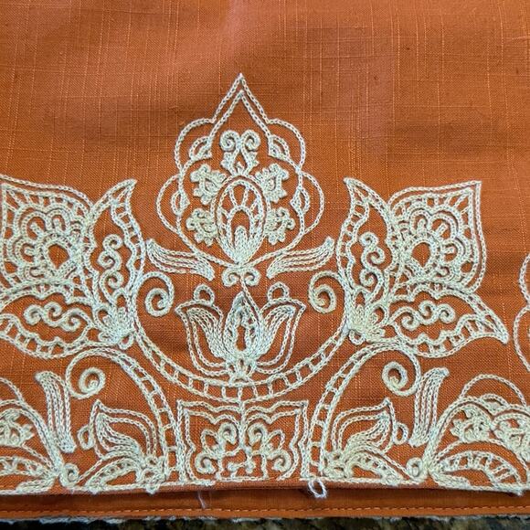 Nicole Miller Home Rust with Ivory Embroidered Table Runner 16 x 72 - Picture 9 of 9